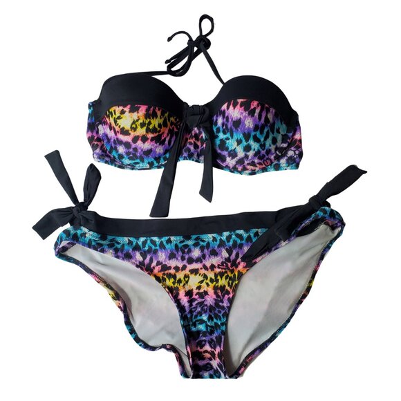 OP Rainbow Leopard Print Women's Bikini - Picture 3 of 13